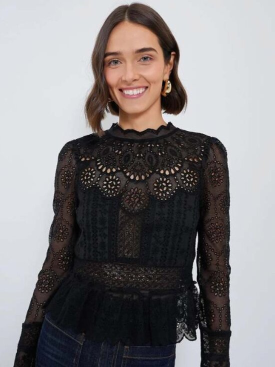 Sea New York Tops - SEA Lainey Embroidered Lace Top Black Size 0